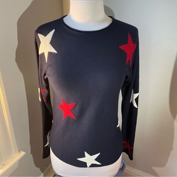Rachel Zoe Cashmere Blend Star Print Sweater Size XS. Navy, red and white tswift - Picture 3 of 9
